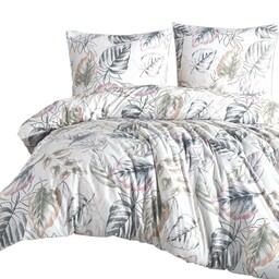 Darymex Pościel flanelowa 140x200 31505/1 biała wielokolorowa liście z jedną poszewką Flanelove
