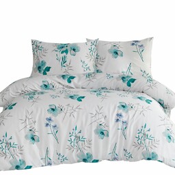 Darymex Pościel flanelowa 160x200 31504/1 biała turkusowa kwiaty liście Flanelove