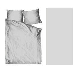 Greno Pościel satynowa 160x200 szara jasna jednobarwna Bielbaw