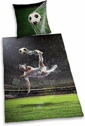 Herding Young Collection komplet pościeli, piłka nożna, dwustronna poszewka na kołdrę 160 x 210 cm, poszewka na poduszkę 65 x 100 cm, bawełna renforcé