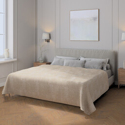 Pled narzuta 220x260cm, beżowe łuki na kremowym tle, 220 x 260 cm, Cosy Home