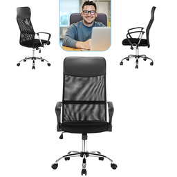 Fotel Obrotowy Biurowy Regulowany Ergonomiczny Czarny