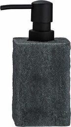 WENKO Dozownik mydła Villata, dozownik mydła w płynie i balsamu o wyglądzie kamienia naturalnego, z wysokiej jakości żywicy poliestrowej, 7 x 15 x 7 cm, pojemność 300 ml; Szary