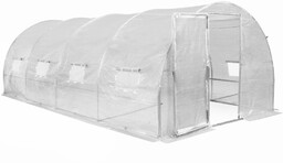 Tunel foliowy z metalowym stelażem 3x6m Garden Point biały z drzwiami