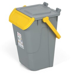 Plastikowy kosz do segregacji odpadów EKOLOGIA II, 35 l, szaro-żółty