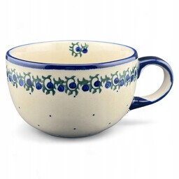 Filiżanka duża, kubek 450 ml Jagody jagódki dek. 150B Ceramika Bolesławiec