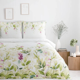 Pościel z satyny bawełnianej w fioletowe kwiaty PTE-139