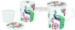 PORCELANOWY KUBEK Z ZAPARZACZEM I POKRYWKĄ - PEACOCK PAW (927 PEAC)