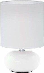 EGLO Lampa stołowa Trondio, lampa stołowa z ceramiki i tkaniny, lampka nocna w kolorze białym, lampa do salonu, lampa z przełącznikiem, oprawa E14