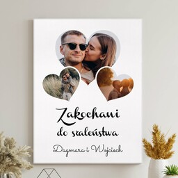 Obraz drukowany na płótnie z kolażem zdjęć 30x40 cm dla pary na ślub rocznicę parapetówkę walentynki