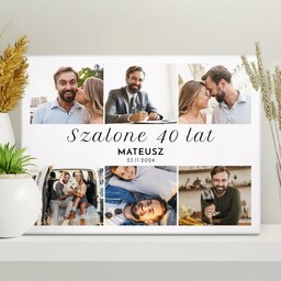 Obraz drukowany na płótnie z kolażem zdjęć 30x40 cm dla niego na 40 urodziny