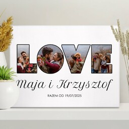 Obraz drukowany na płótnie z kolażem zdjęć 30x40 cm dla pary na ślub rocznicę