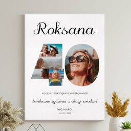 Obraz drukowany na płótnie z kolażem zdjęć 30x40 cm dla niej na 40 urodziny