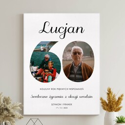 Obraz drukowany na płótnie z kolażem zdjęć 30x40 cm dla niego na 60 urodziny