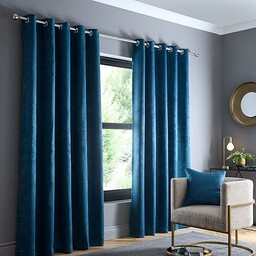 Fusion Niebieskie zasłony szer. 90 x dł. 108 cm (229 x 275 cm)  kryształowe turkusowe zasłony na przelotkach, niebieskie zasłony do sypialni/salonu, zasłony na drzwi, zasłony termiczne/okienne,