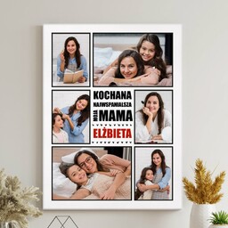 Obraz drukowany na płótnie z kolażem zdjęć 30x40 cm dla mamy