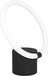 EGLO Lampa nocna Caranacoa z pierścieniem świetlnym LED, minimalistyczna lampa stołowa do salonu i sypialni z metalu czarno-białego, ciepła biel