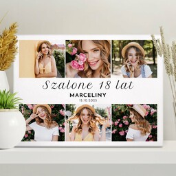 Obraz drukowany na płótnie z kolażem zdjęć 30x40 cm dla niej na 18 urodziny