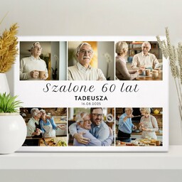 Obraz drukowany na płótnie z kolażem zdjęć 30x40 cm dla niego na 60 urodziny