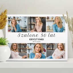 Obraz drukowany na płótnie z kolażem zdjęć 30x40 cm dla niej na 50 urodziny