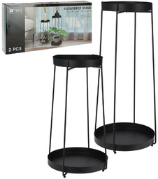 Kwietnik metalowy czarny 2-poziomowy 46 / 58 cm 2 szt.