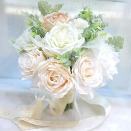 LESING Bukiety ślubne dla panny młodej, bukiet sztucznych kwiatów róży, ręcznie robione, romantyczne bukiety ślubne dla panny młodej, druhny, trzymająca kwiaty (bukiet - piwonia róża)