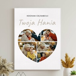 Obraz drukowany na płótnie z kolażem zdjęć 30x40 cm dla babci