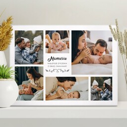 Obraz drukowany na płótnie z kolażem zdjęć 30x40 cm dla mamy na Dzień Matki