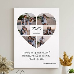 Obraz drukowany na płótnie z kolażem zdjęć 30x40 cm dla chłopaka męża narzeczonego na walentynki Dzień Chłopca rocznicę