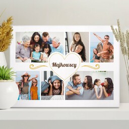 Obraz drukowany na płótnie z kolażem zdjęć 30x40 cm dla pary na ślub rocznicę parapetówkę