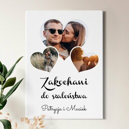 Obraz drukowany na płótnie z kolażem zdjęć 50x70 dla pary na ślub rocznicę parapetówkę walentynki