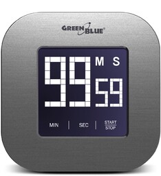 GreenBlue GB524 magnetyczny zegar cyfrowy z ekranem dotykowym, trybem odliczania, stoper, magnetyczny tył