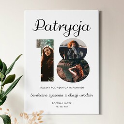 Obraz drukowany na płótnie z kolażem zdjęć 50x70 dla niej na osiemnastkę