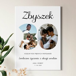 Obraz drukowany na płótnie z kolażem zdjęć 50x70 dla niego na 30 urodziny