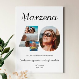 Obraz drukowany na płótnie z kolażem zdjęć 50x70 dla niej na 40 urodziny
