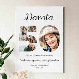 Obraz drukowany na płótnie z kolażem zdjęć 50x70 dla niej na 50 urodziny