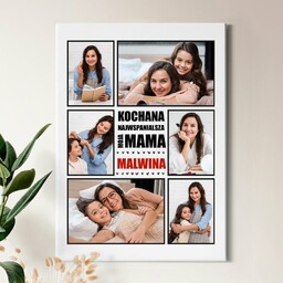 Obraz drukowany na płótnie z z kolażem zdjęć 50x70 dla mamy