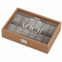 Szkatułka drewniana kuferek na zegarki z grawerem dla żony na 10 rocznicę