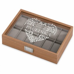 Szkatułka drewniana kuferek na zegarki z grawerem dla dziewczyny żony na walentynki