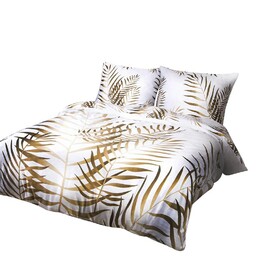 Darymex Pościel satynowa 160x200 22403 biała złota beżowa ciemna paprocie bawełniana Panel