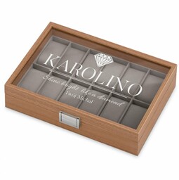 Szkatułka drewniana kuferek na zegarki z grawerem dla dziewczyny żony na imieniny