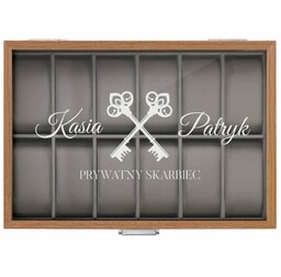 Szkatułka drewniana kuferek na zegarki z grawerem dla pary na ślub rocznicę parapetówkę