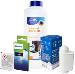 Zestaw Philips - Filtr Philips Intenza+ CA6702, Uniwersalny Odkamieniacz 500ml, Philips CA6705/10 Środek do Obiegu Mleka