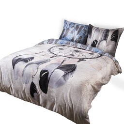 Darymex Pościel satynowa 140x200 22406 granatowa różowa pudrowa pióra z jedną poszewką bawełniana Panel