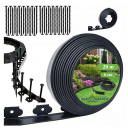 Obrzeże Trawnikowe Ogrodowe Elastyczne Czarne 60x50x20m + 30 Kotew