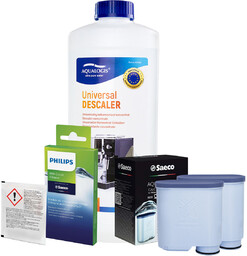 Zestaw Philips Saeco - Filtr Philips Aquaclean CA6903 2szt, Uniwersalny Odkamieniacz 1L, Philips CA6705/10 Środek do Obiegu Mleka