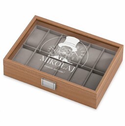 Szkatułka drewniana kuferek na zegarki z grawerem dla pedanta