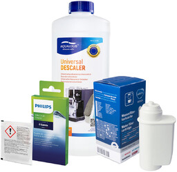 Zestaw Philips - Filtr Philips Intenza+ CA6702, Uniwersalny Odkamieniacz Aqualogis 1L, Philips CA6705/10 Środek do Obiegu Mleka