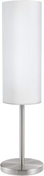 EGLO lampa stołowa Troy 3, 1-punktowa lampa stołowa, nocna lampka wykonana ze stali, kolor: matowy nikiel, szkło: satynowa biel, gniazdo: E27, w zestawie przełącznik