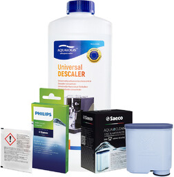 Zestaw Philips Saeco - Filtr Philips Aquaclean CA6903, Uniwersalny Odkamieniacz 1L, Philips CA6705/10 Środek do Obiegu Mleka